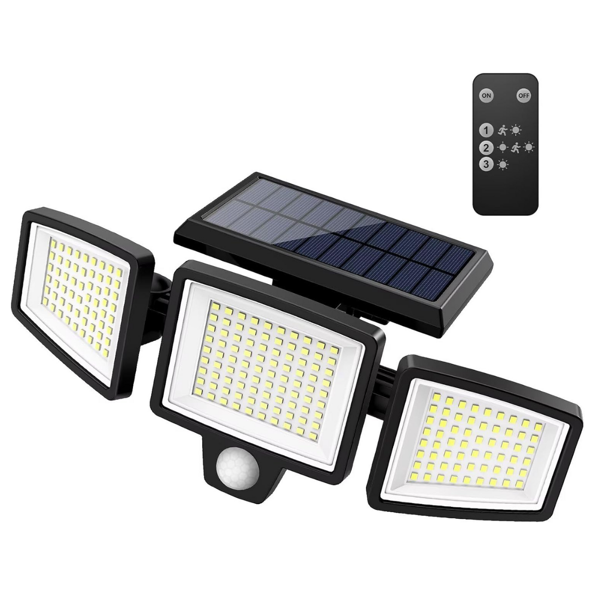 Refletor Solar 2500 lm 3 Cabeças c/ Sensor e Controle | TriRay™
