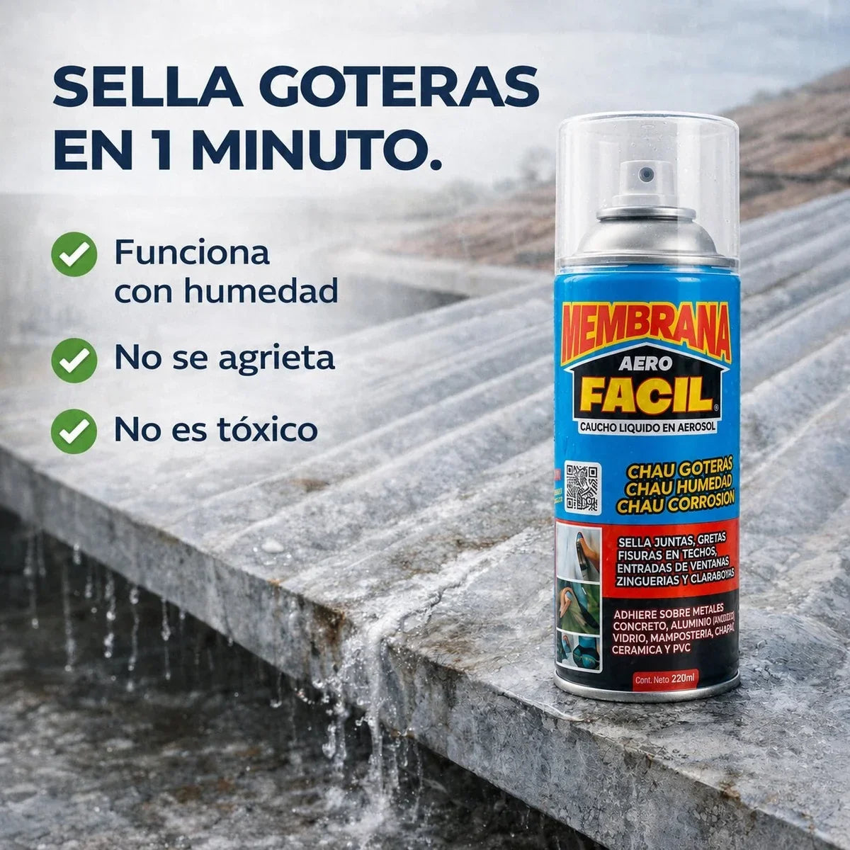 Spray Selante Impermeabilizante para Goteiras, Trincas e Umidade 420 ml DRYVEXA™