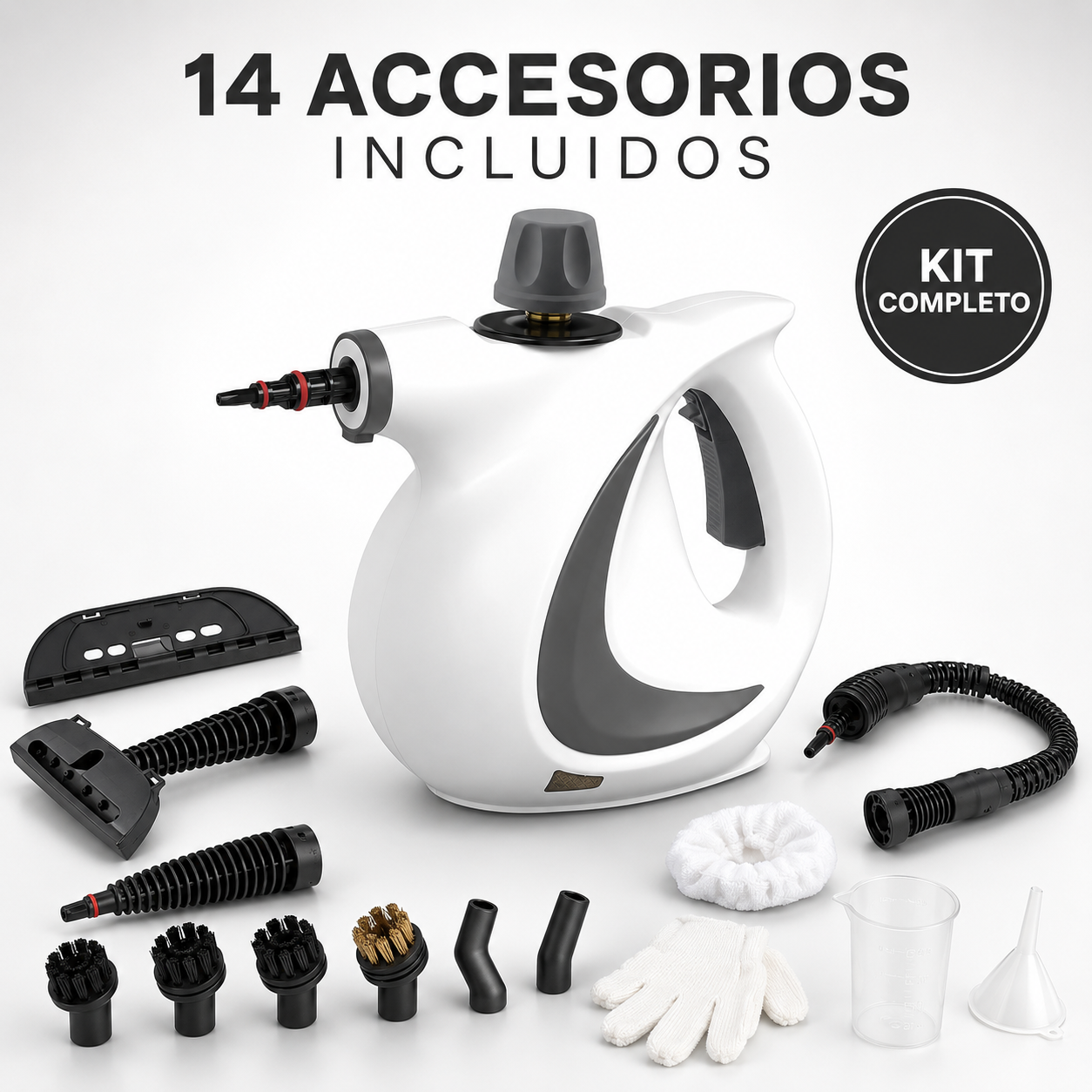 Limpadora a Vapor Portátil com 14 Acessórios para Carro, Banheiro, Cozinha e Estofados | VAPORLYX™