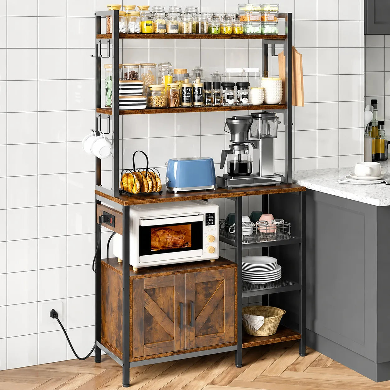 Estante de Cozinha Industrial 6 Níveis Metal e Madeira - FERRAVO™