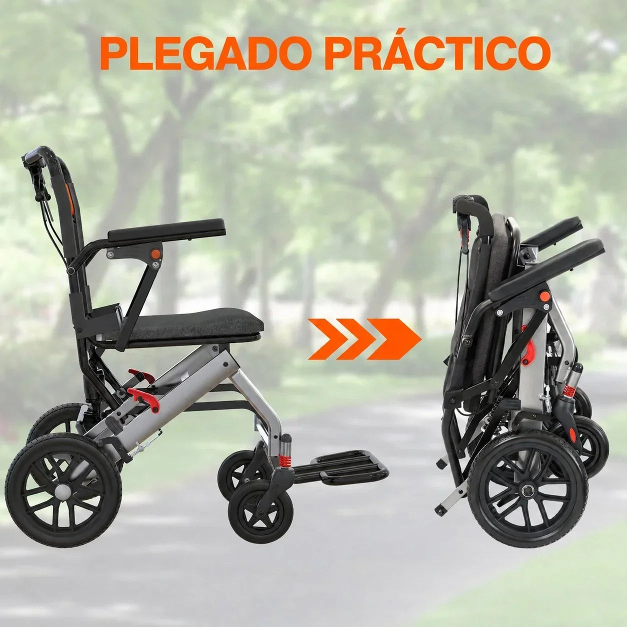 Cadeira de Rodas Dobrável Leve com Freios Duplos e Apoios de Braço Retráteis FOLDAVIA™