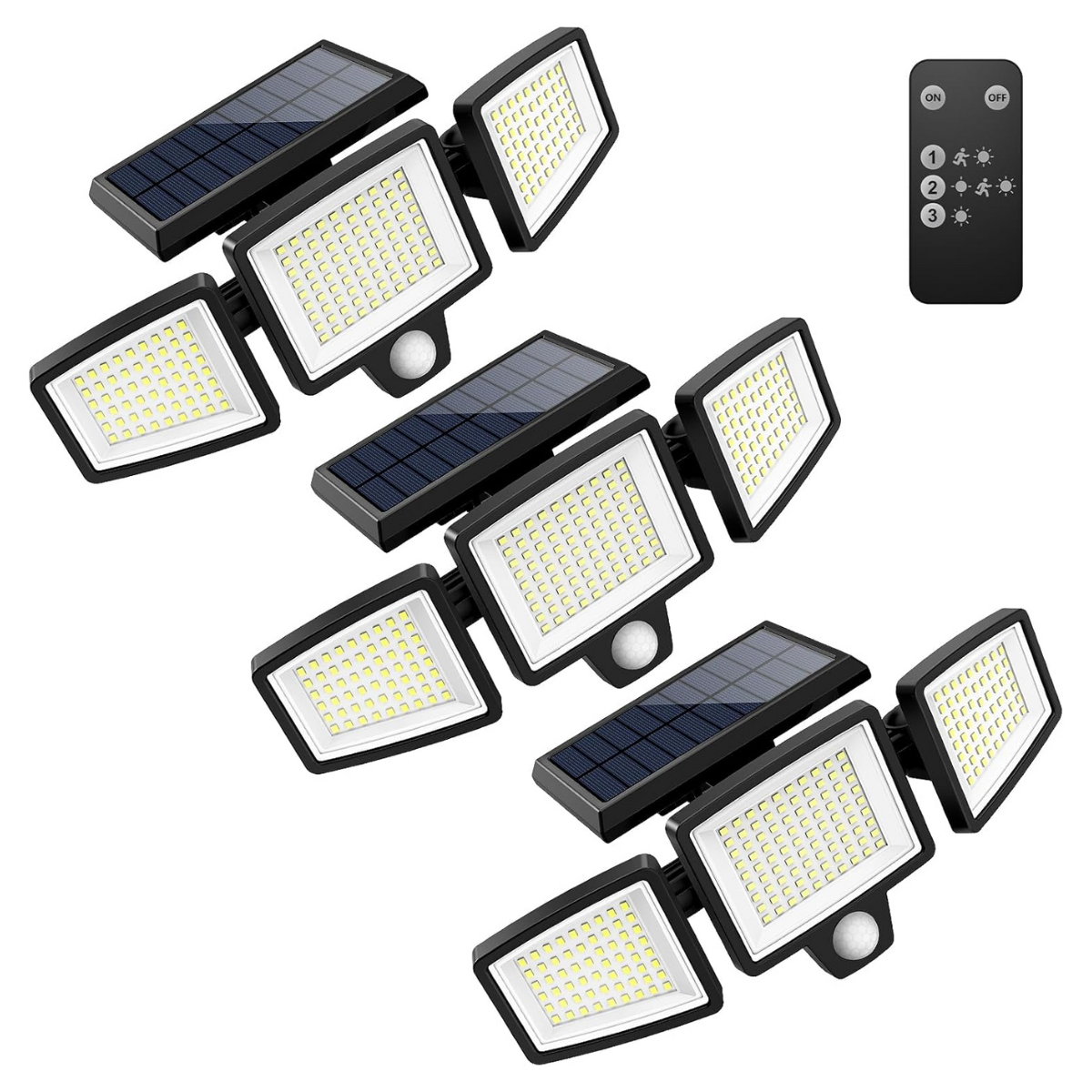 Refletor Solar 2500 lm 3 Cabeças c/ Sensor e Controle | TriRay™