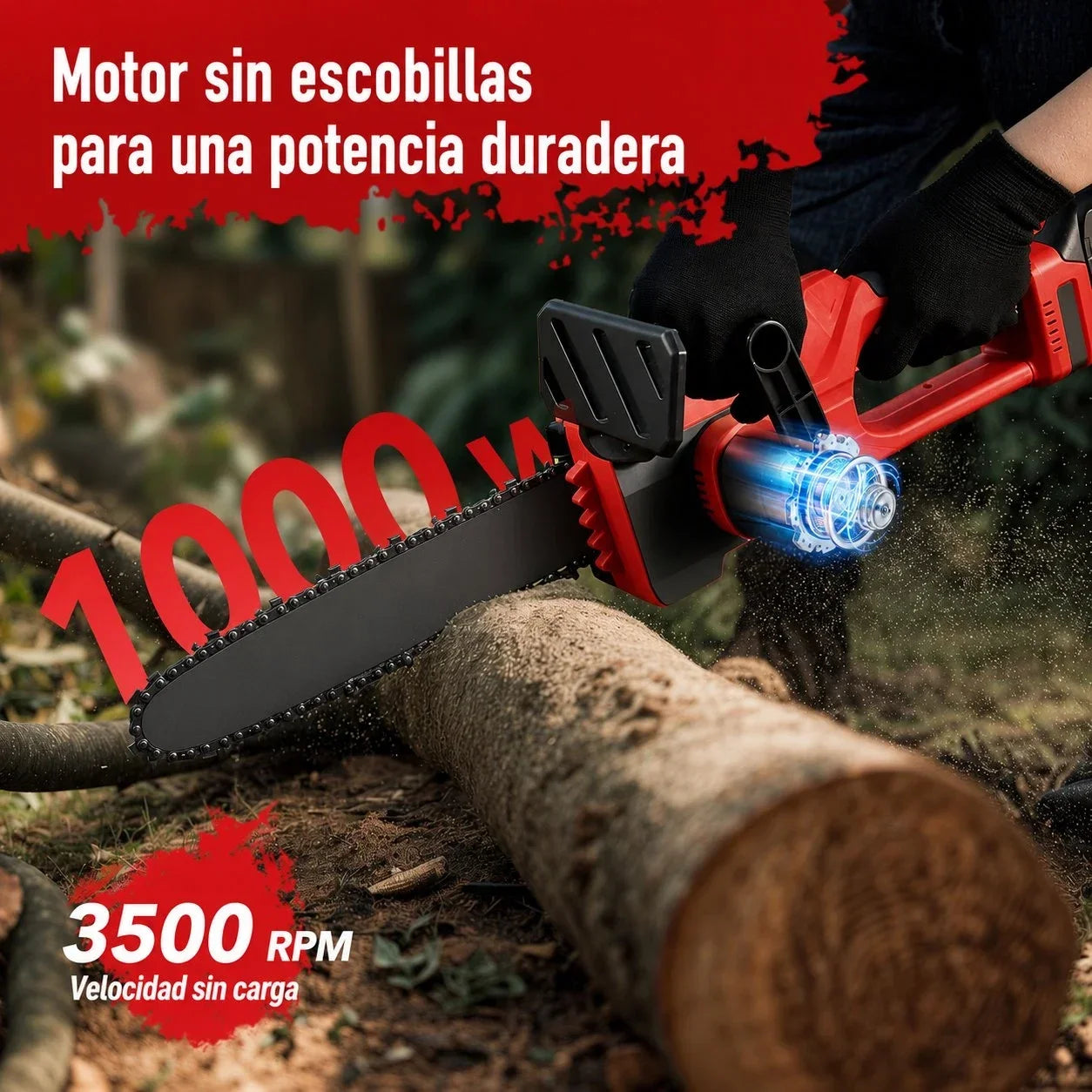 Motosserra sem Fio Brushless 12” com 2 Baterias 4.0Ah e 3 Correntes CUTVORA™