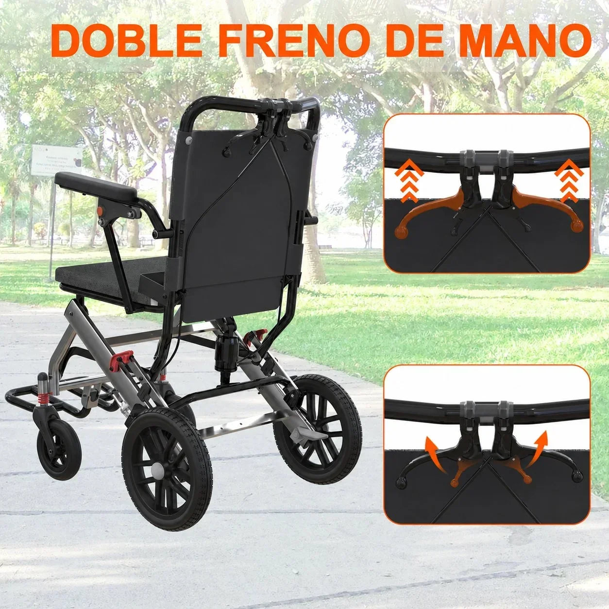 Cadeira de Rodas Dobrável Leve com Freios Duplos e Apoios de Braço Retráteis FOLDAVIA™