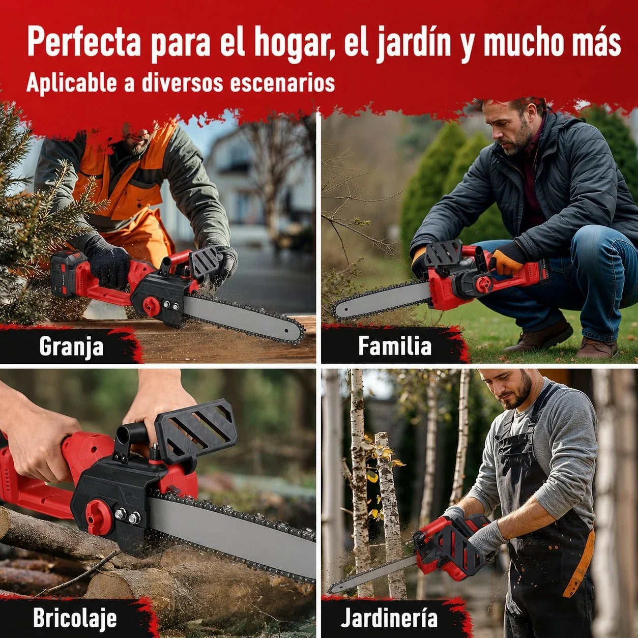 Motosserra sem Fio Brushless 12” com 2 Baterias 4.0Ah e 3 Correntes CUTVORA™