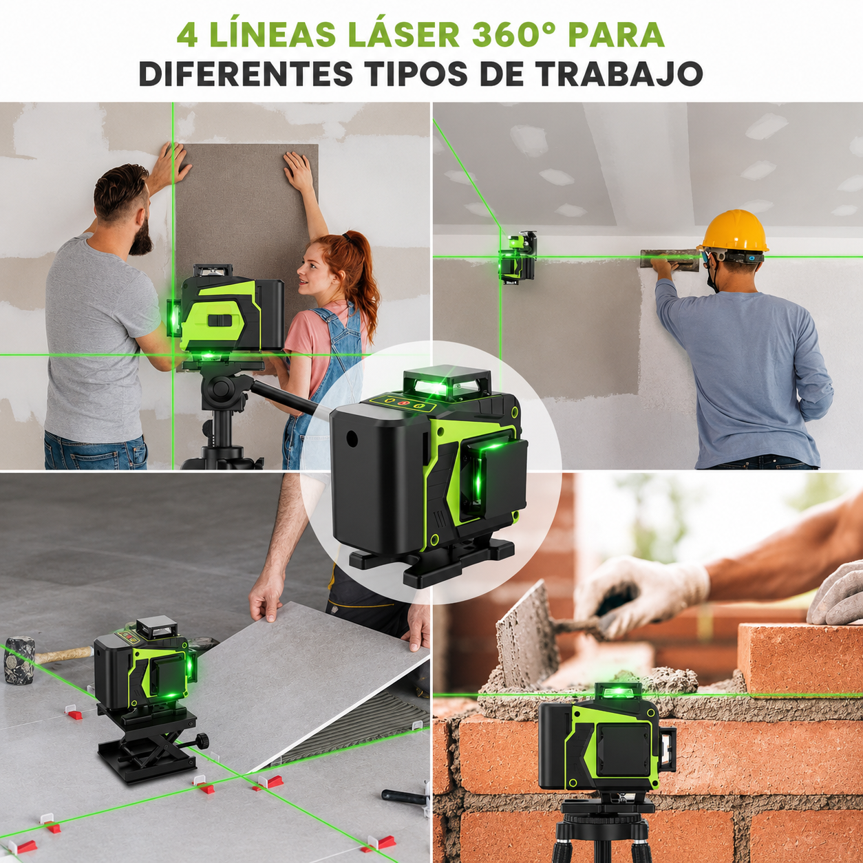 Nível a Laser Autonivelante 30 m, Brilho 1–100%, Controle Remoto, IP54 | QuadBeam™ 4D