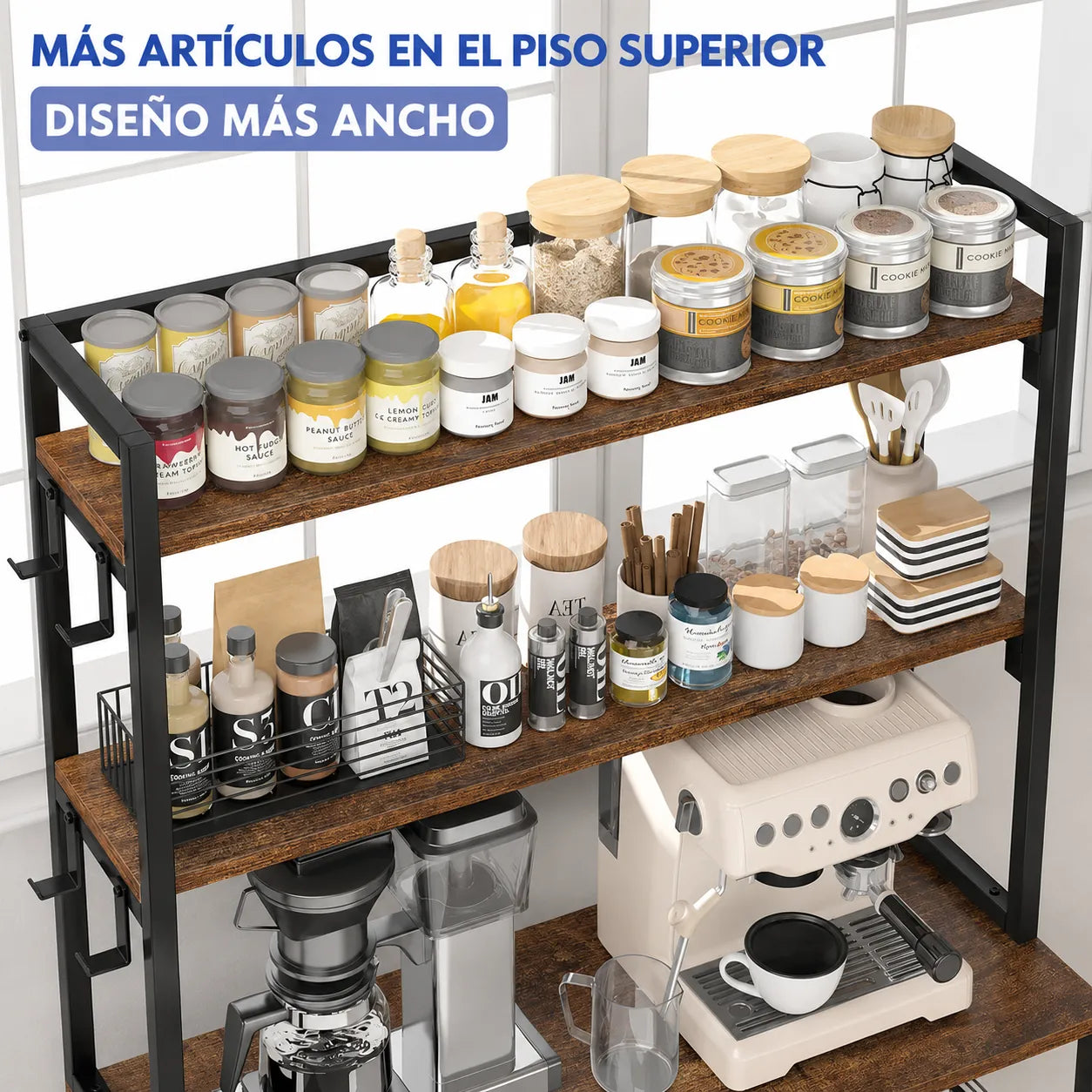 Estante de Cozinha Industrial 6 Níveis Metal e Madeira - FERRAVO™