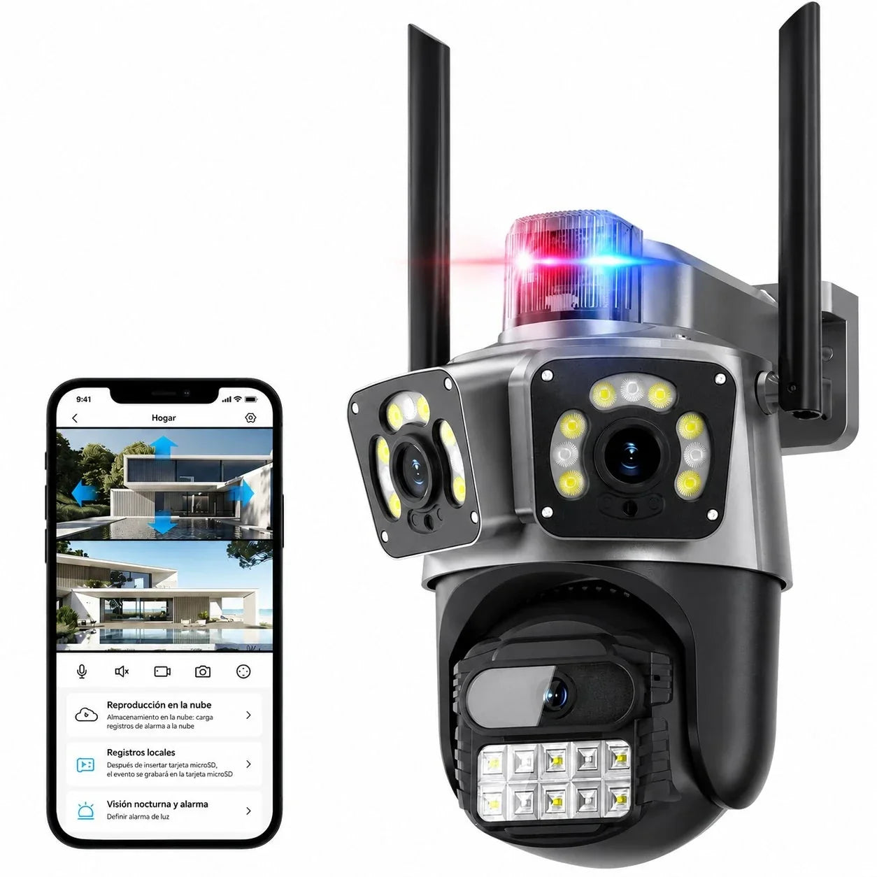 Câmera de Segurança Wi-Fi Externa 6MP com Lente Dupla e Visão Panorâmica PANORVIA™