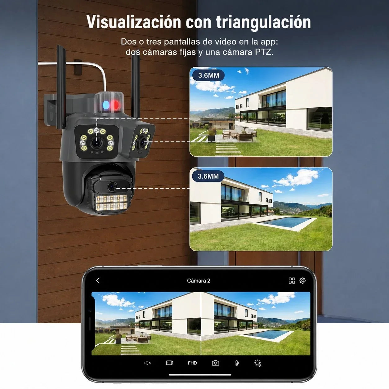 Câmera de Segurança Wi-Fi Externa 6MP com Lente Dupla e Visão Panorâmica PANORVIA™