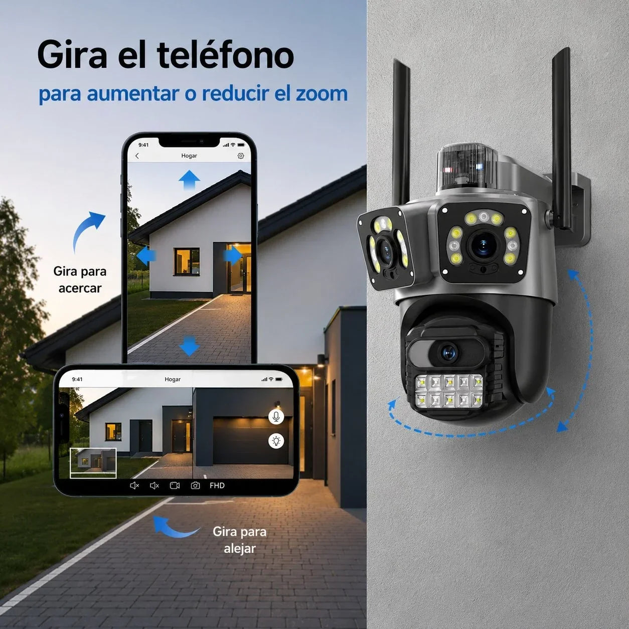 Câmera de Segurança Wi-Fi Externa 6MP com Lente Dupla e Visão Panorâmica PANORVIA™