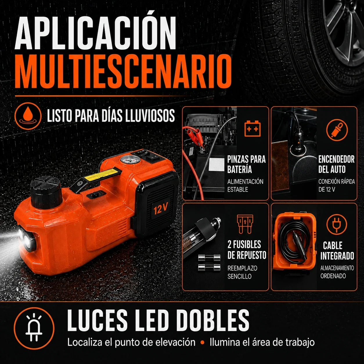 Macaco Hidráulico Elétrico 4 em 1, 5 Toneladas 12V - ALZAVIX™