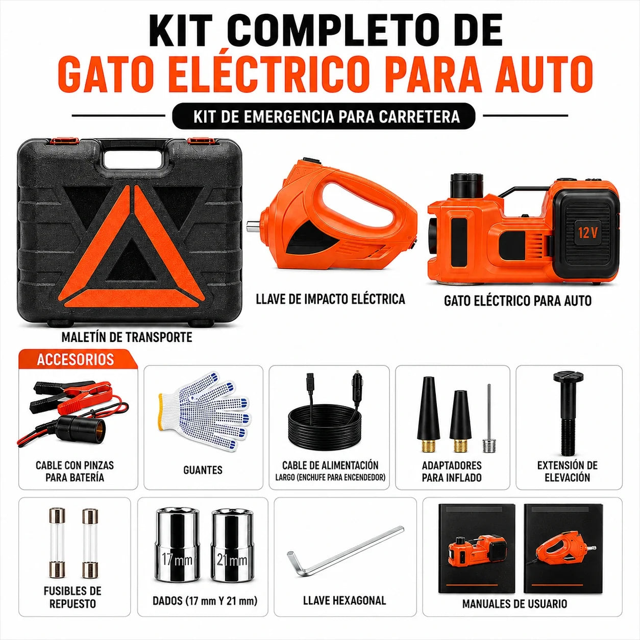 Macaco Hidráulico Elétrico 4 em 1, 5 Toneladas 12V - ALZAVIX™