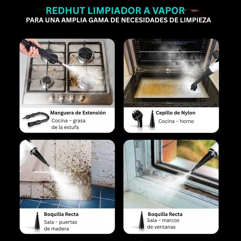 Limpadora a Vapor Portátil com 14 Acessórios para Carro, Banheiro, Cozinha e Estofados | VAPORLYX™