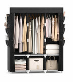 Guarda-Roupa Portátil Grande com Capa, 6 Prateleiras e 3 Barras para Pendurar WARDLORA™