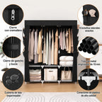 Guarda-Roupa Portátil Grande com Capa, 6 Prateleiras e 3 Barras para Pendurar WARDLORA™