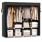 Guarda-Roupa Portátil Grande com Capa, 6 Prateleiras e 3 Barras para Pendurar WARDLORA™