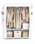 Guarda-Roupa Portátil Grande com Capa, 6 Prateleiras e 3 Barras para Pendurar WARDLORA™