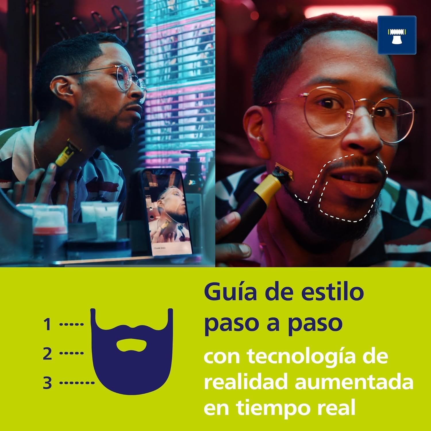 OneBlade Face 360 Aparador de Pelos Faciais + 1 lâmina extra, pente 5 em 1