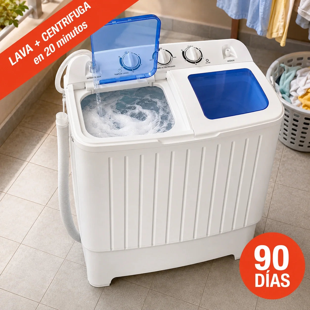 Lavadora Portátil 5,5 kg 2 em 1 com Centrifugação - LAVAXIS™