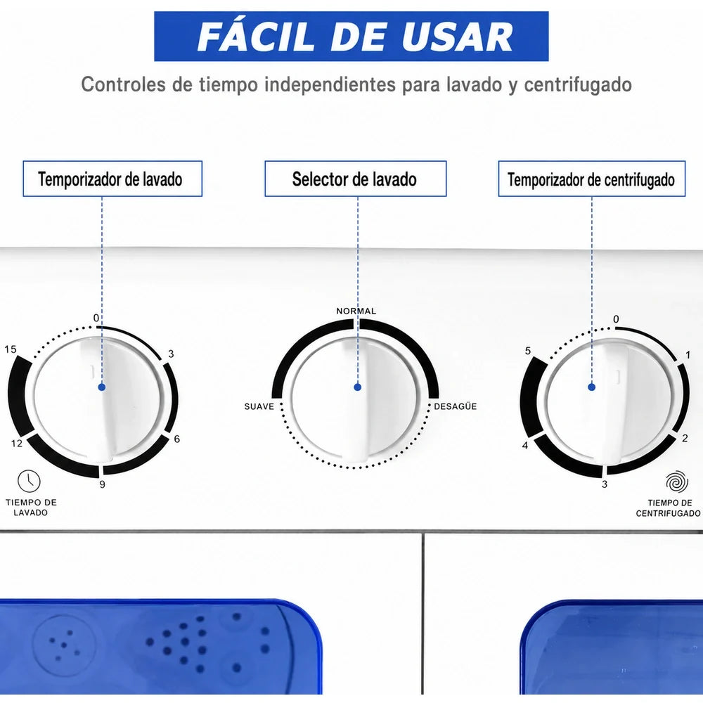 Lavadora Portátil 5,5 kg 2 em 1 com Centrifugação - LAVAXIS™