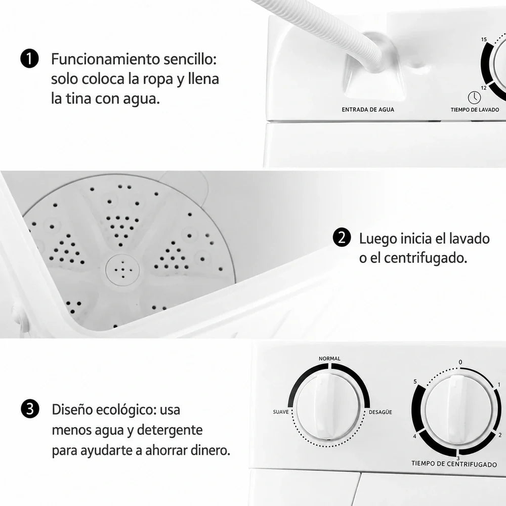 Lavadora Portátil 5,5 kg 2 em 1 com Centrifugação - LAVAXIS™